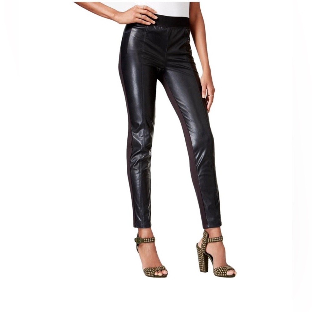 Rachel Rachel Roy L vegan pants Leather ponte Leggings Stretchy Black Moto Large
